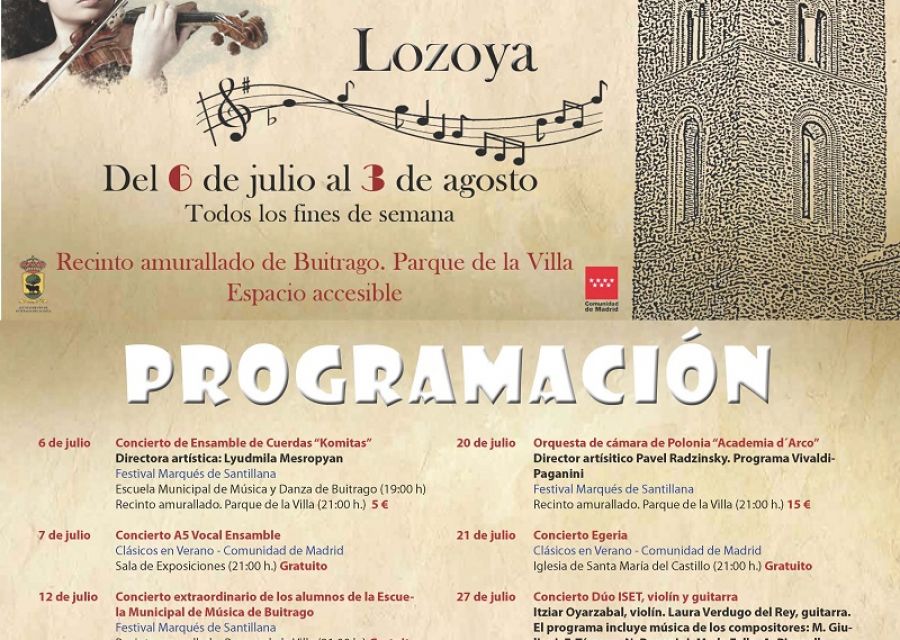 Del 6 de julio al 3 de agosto, XI Festival de Música 'Marqués de Santillana'