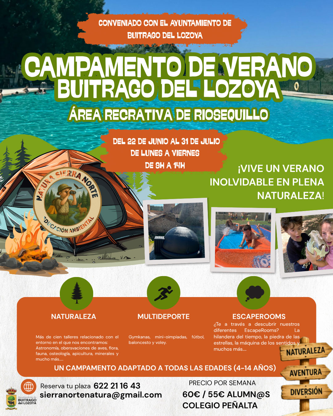 Campamento de verano Buitrago del Lozoya. Área recreativa Riosequillo