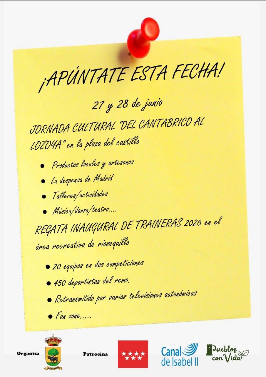 ¡Apúntate la fecha! 27 y 28 de junio, jornada cultural "Del Cantábrico al Lozoya"