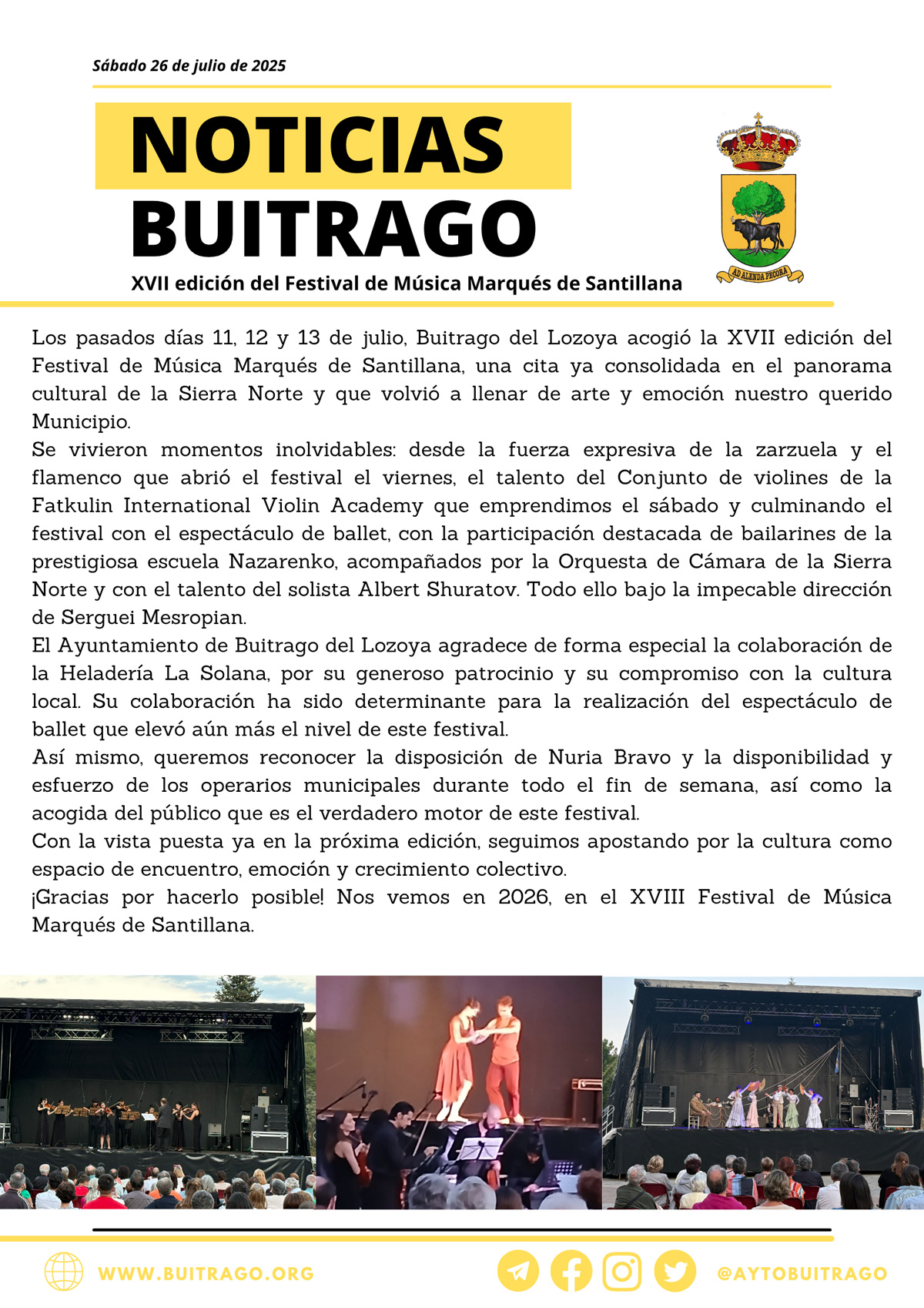 NOTICIAS DE BUITRAGO festival Marques Santillana 2025