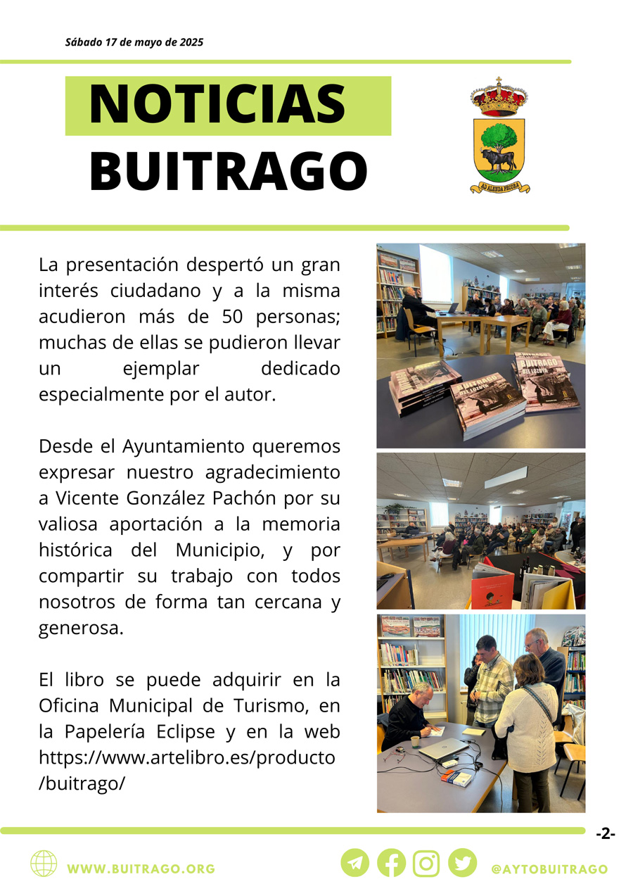 Presentación del libro Buitrago del Lozoya, 1000 años de histria