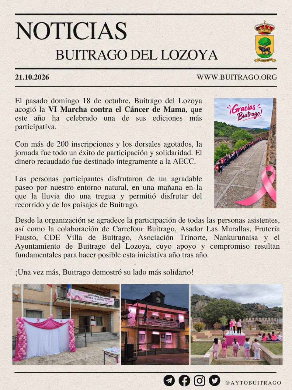 Noticia de la jornada "VI Marcha contra el cáncer de mama"