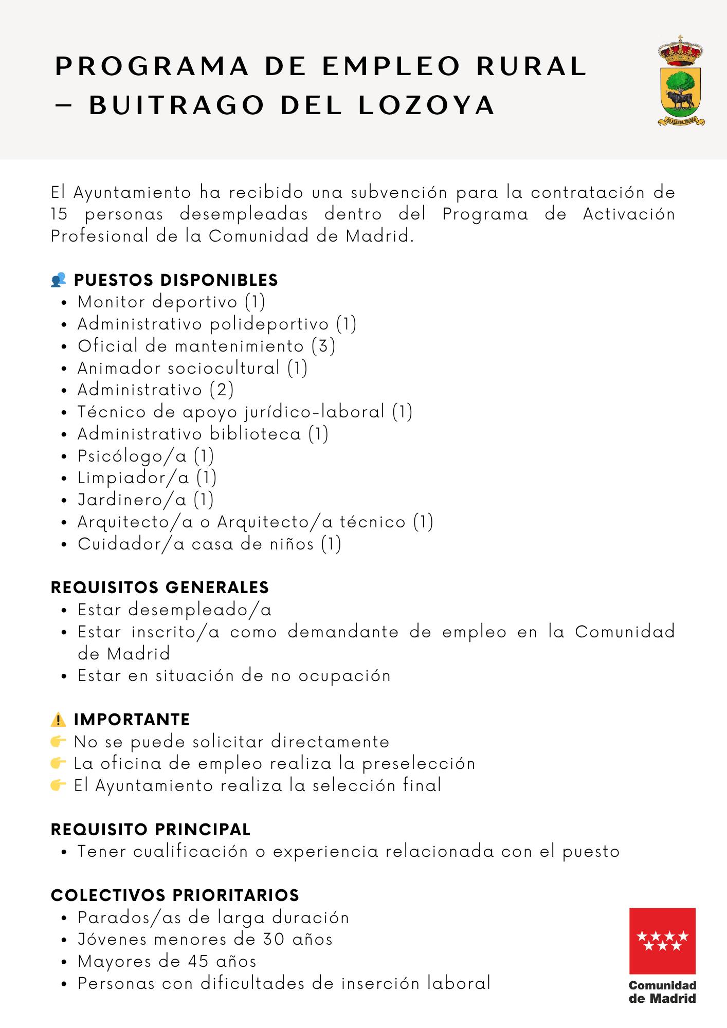 Programa empleo rural Buitrago 2026