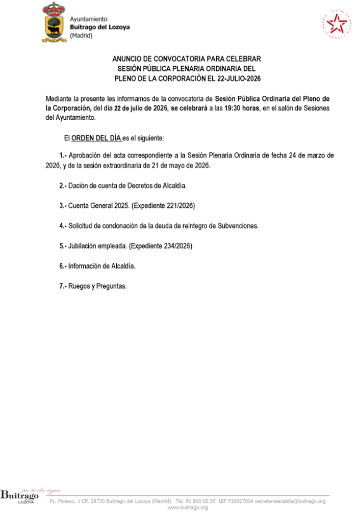 Anuncio pleno 22 julio 26