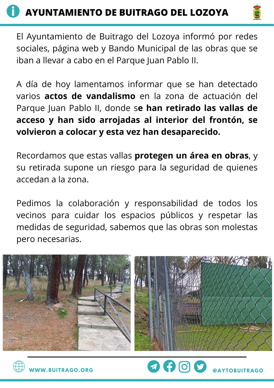 COMUNICADOS BUITRAGO VANDALISMO