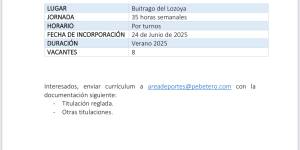 Oferta de empleo: Socorrista acuático