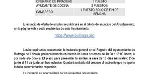 Empleo Área recreativa Riosequillo, temporada de verano 2026