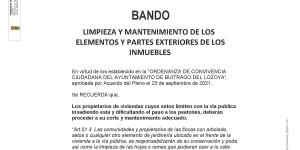 BANDO: Limpieza y mantenimiento de los elementos y partes exteriores de los inmuebles