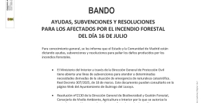 Bando: ayudas, subvenciones y resoluciones para los afectados por el incendio forestal del día 16 de julio