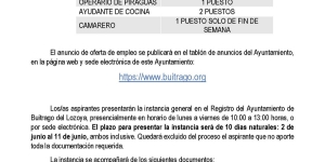 Empleo Área recreativa Riosequillo, temporada de verano 2026