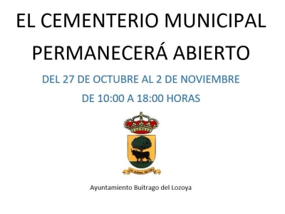 Horarios de apertura del cementerio municipal, con motivo de la festividad de Todos los Santos