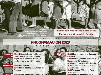 Programa de fiestas en honor al Santísimo Cristo de los Esclavos y la Virgen de la Soledad, septiembre 2026