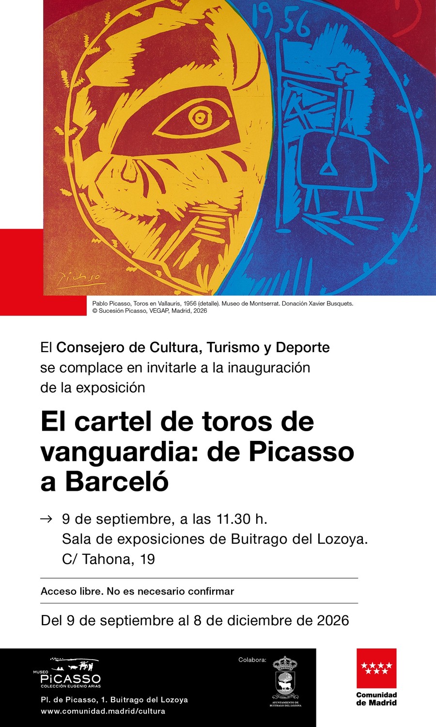 Invitación Exposición El cartel de toros de vanguardia