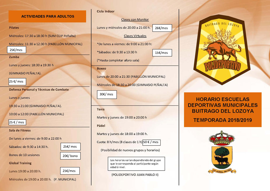 actividades escuela municipal deportes Buitrago